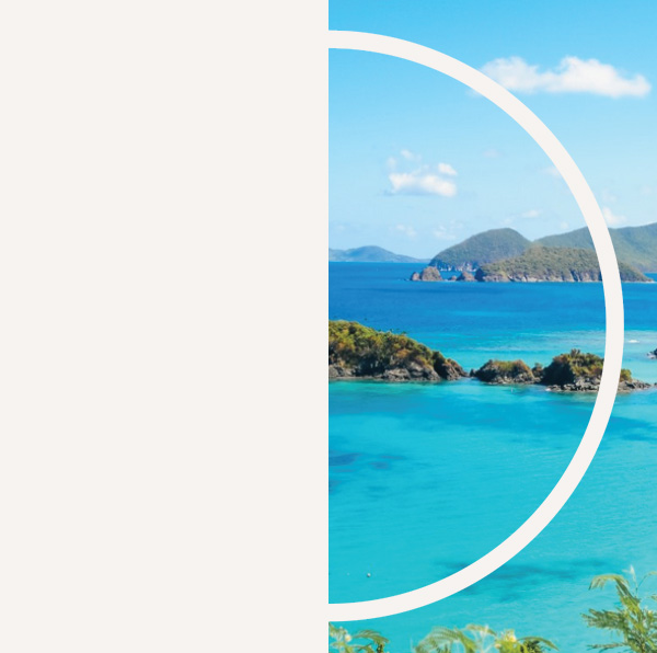 Tropical islands with bright blue water